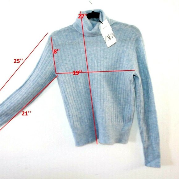 Zara Women Sweater Long Sleeve Turtle Neck Wool - Picture 8 of 8